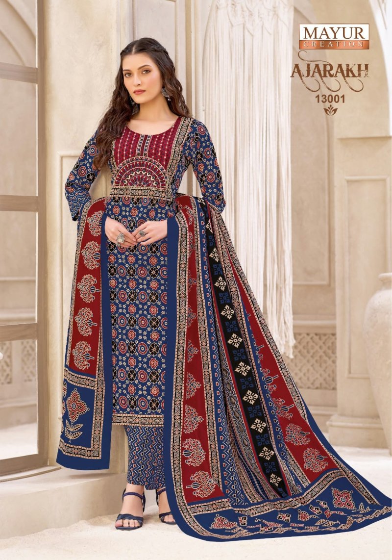 Ajarakh Vol 13 By Mayur Cotton Kurti With Bottom Dupatta 